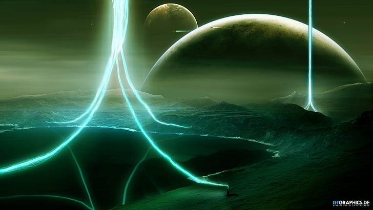 Taenaron, science fiction, futuristic, 3D, planet, space, HD wallpaper