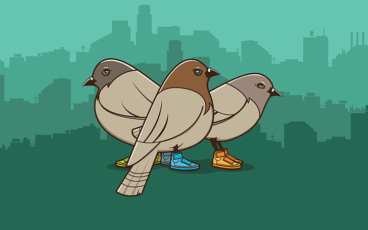 pigeons birds shoes skyline jared nickerson simple simple background, HD wallpaper