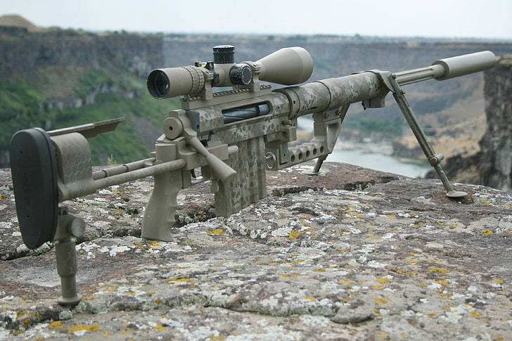 gray and black camouflage sniper rifle, weapons, Intervention M200, HD wallpaper