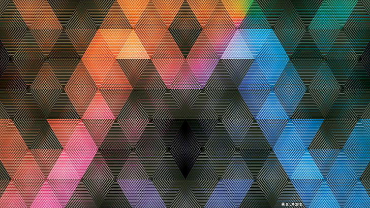 geometry, colorful, abstract, pattern, Andy Gilmore, HD wallpaper