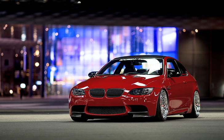 BMW E92 M3 red car front view, HD wallpaper