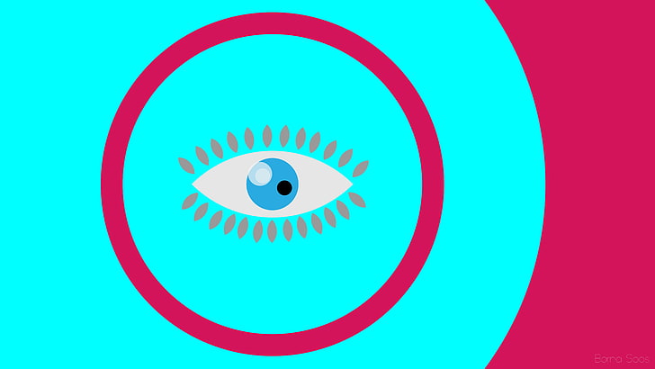 blue eye illustration, abstract, minimalism, eyes, circle, geometric shape, HD wallpaper
