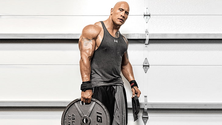 Weights, The Rock, 4K, Workout, Dwayne Johnson, 8K, HD wallpaper