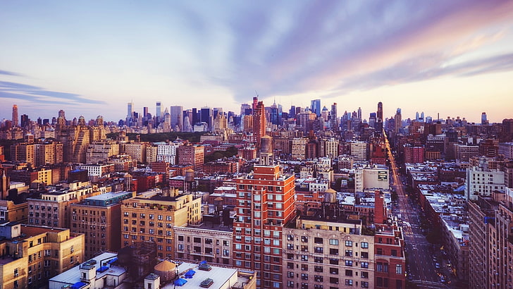 cirrus clouds, city, architecture, cityscape, New York City, USA, HD wallpaper
