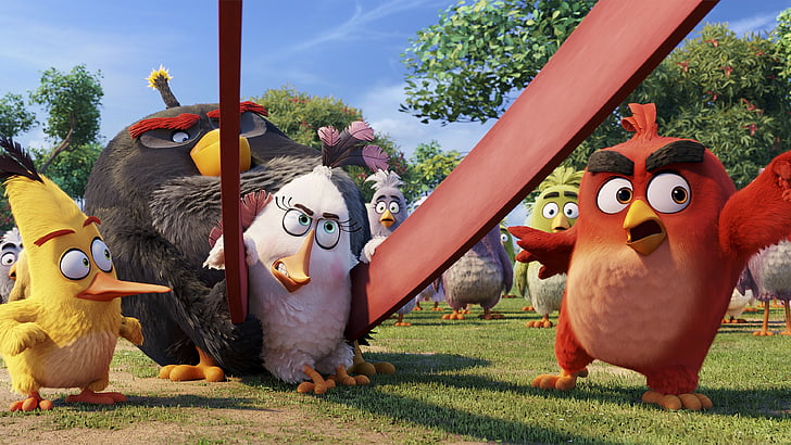 Angry Birds on green grass field during daytime, Angry Birds Movie