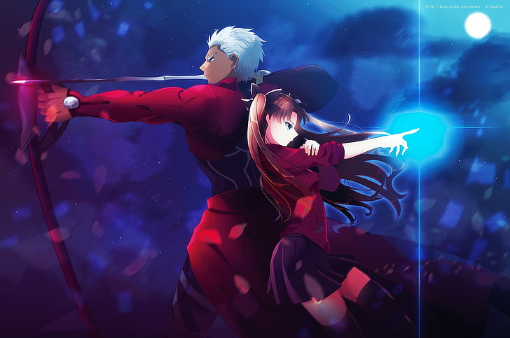 Hd Wallpaper White Haired Man Holding Bow Illustration Anime Archer Fate Stay Night Wallpaper Flare