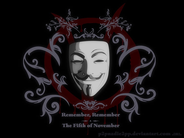 V For Vendetta HD, guy fawkes mask illustration, movie
