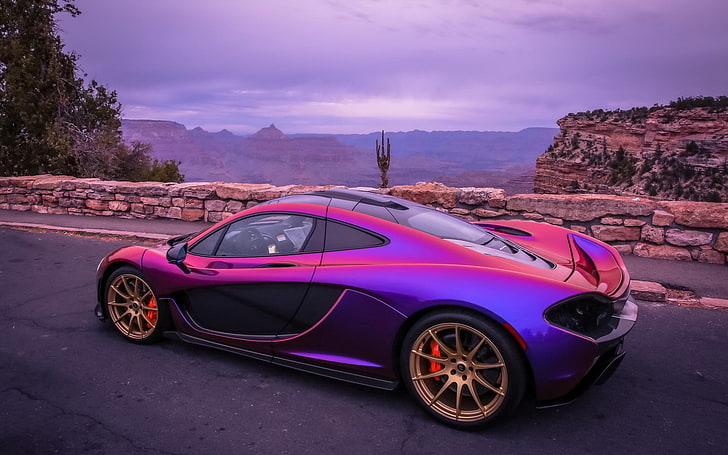 purple coupe, McLaren P1, car, mode of transportation, motor vehicle, HD wallpaper