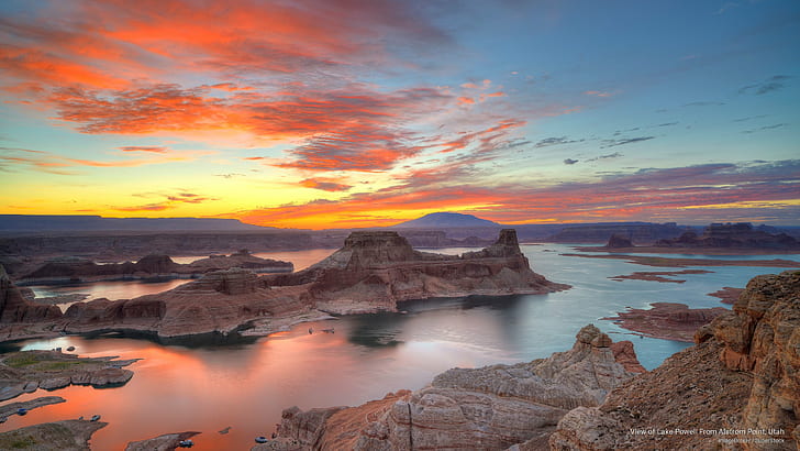 View of Lake Powell From Alstrom Point, Utah, Sunrises/Sunsets, HD wallpaper