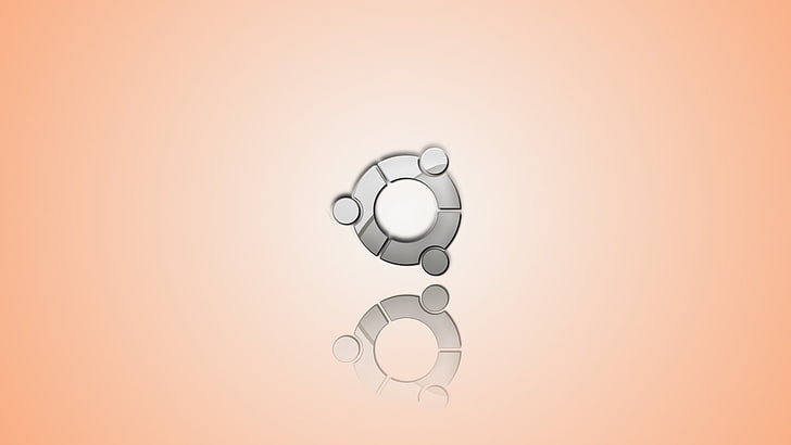 round gray logo, Linux, Ubuntu, beige, beige background, silver