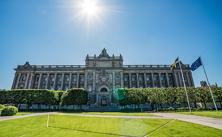 Parliament House, Stockholm, Sweden, Europe, City, Travel, Grass, HD wallpaper