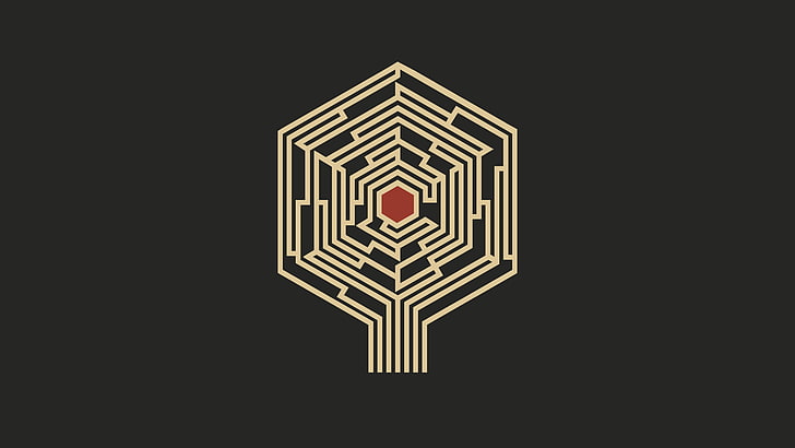 Haken, Affinity, The Architect, booklet art, beige, red, hexagon