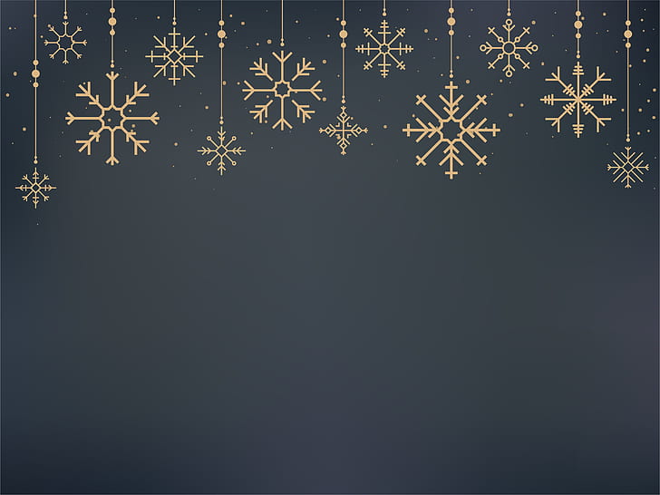 winter, snowflakes, background, gold, New Year, Christmas, golden, HD wallpaper