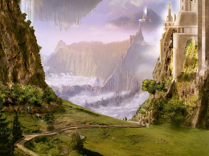 fantasy art, fantasy city, artwork, HD wallpaper