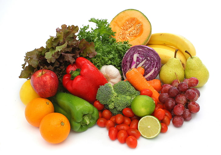 variety of fruits and vegetables, useful, assorted, food, broccoli
