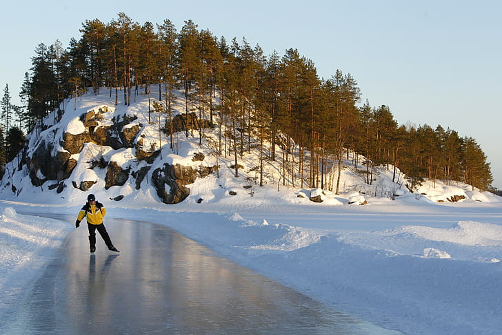 winter, snow, ice skate, HD wallpaper