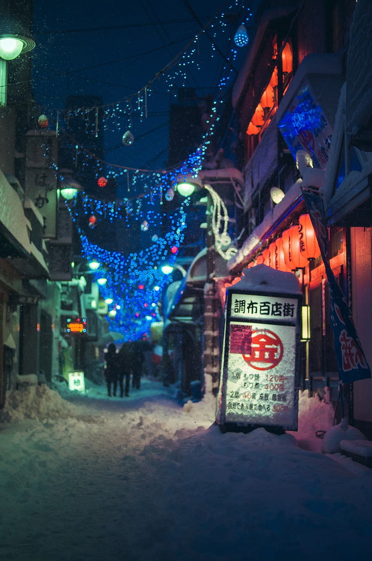 red and white street sign, Masashi Wakui, Japan, night, illuminated, HD wallpaper