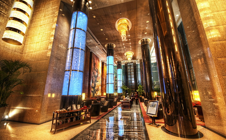 Grand Millenium Hotel In Beijing, brown chandelier, Asia, China, HD wallpaper
