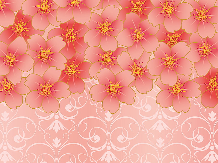 cherry blossom background image, pattern, floral pattern, backgrounds, HD wallpaper