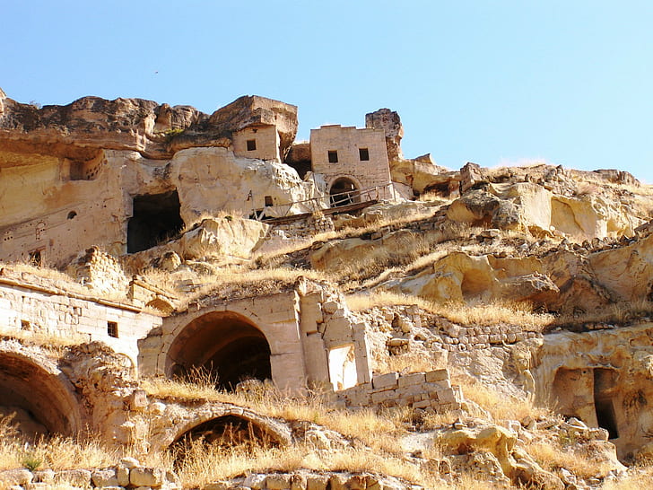 Concrete vintage structures, cappadocian, cappadocian, wonders, HD wallpaper