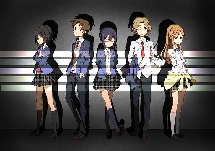 Aoki Yoshifumi, anime girls, Yaegashi Taichi, Nagase Iori, Kokoro Connect, HD wallpaper