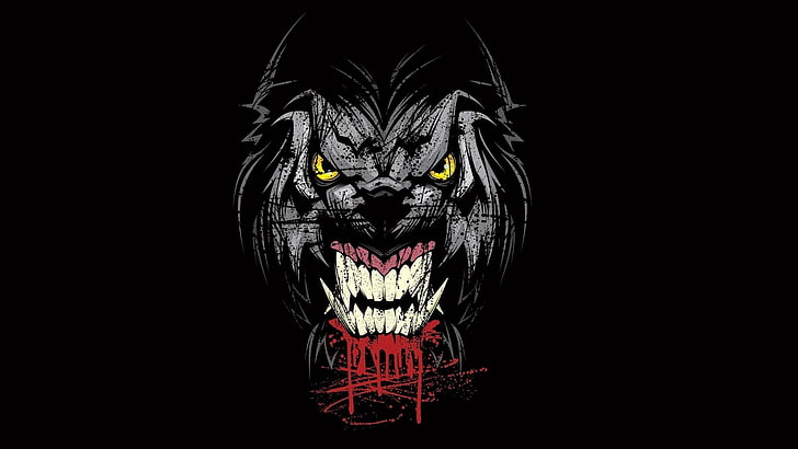 black, werewolf, dark, mythical creature, illustration, fictional character