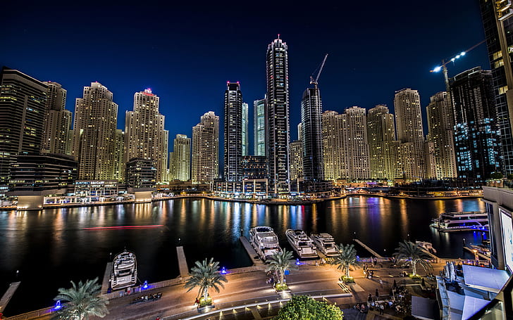 Dubai Marina Night Light City Landscape United Arab Emirates  Ultra Hd Wallpaper For Desktop Mobile Phones And Laptops 3840×2400, HD wallpaper