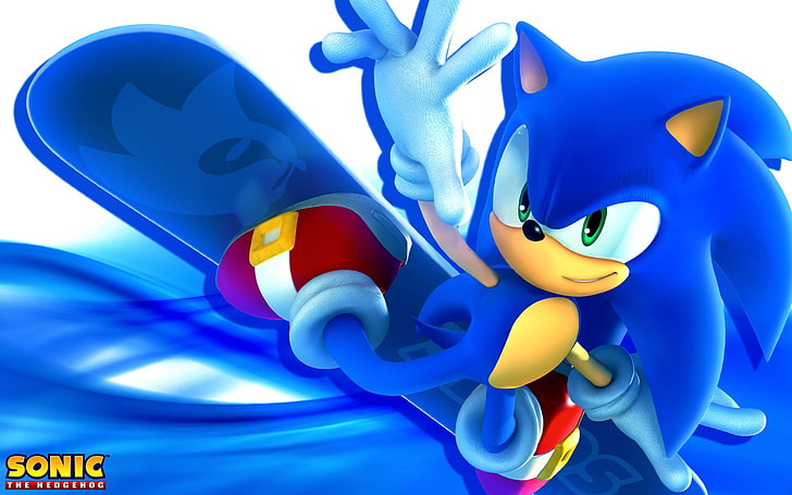Sonic, Sonic the Hedgehog, snowboards, snowboarding, blue, no people, HD wallpaper
