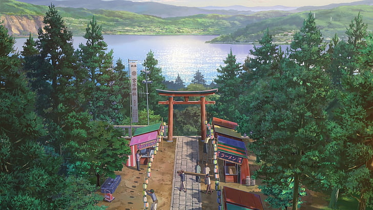 Anime, Your Name., Festival, Kimi No Na Wa., Lake, Mountain, HD wallpaper