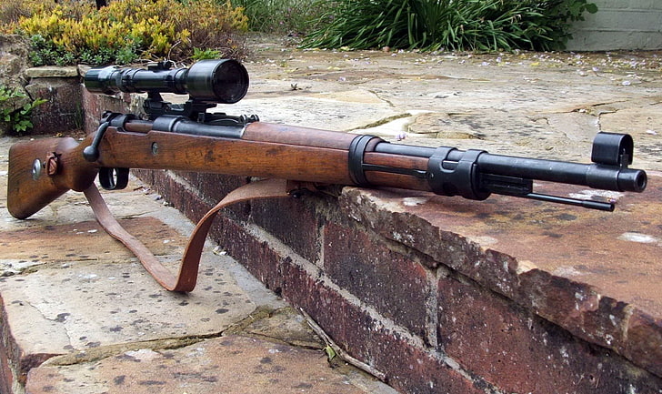 brown and black hunting rifle and tactical scope, Mauser, Mauzer, HD wallpaper