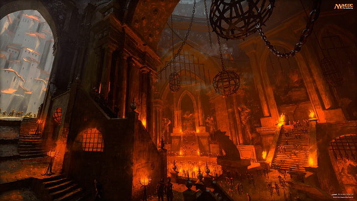 cathedral interior, Magic: The Gathering, Rakdos, town, built structure