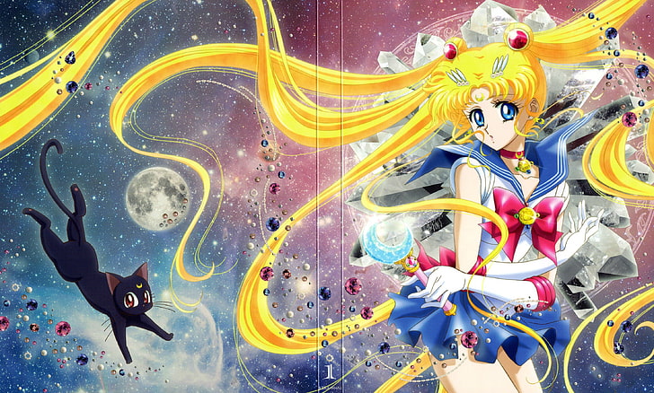 Sailor, anime, Luna, Moon, Bishoujo, girl, Series, beautiful, HD wallpaper