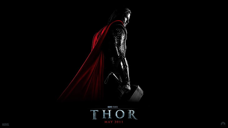 Marvel Thor poster, movies, Chris Hemsworth, black background, HD wallpaper