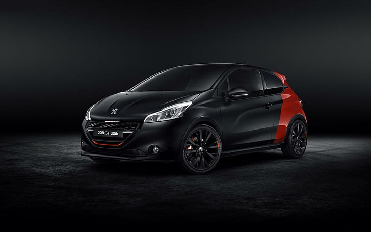 2014 Peugeot 208 GTi 30th Anniversary Limited Edition, black and red peugeot 3 door hatchback, HD wallpaper