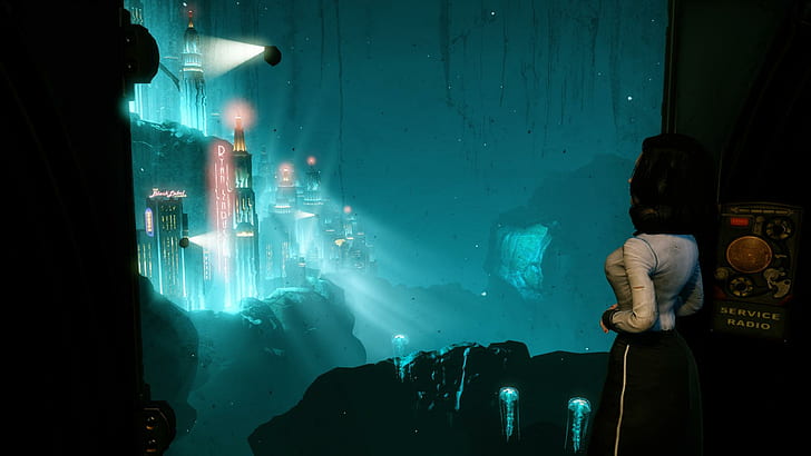 Bioshock Infinite Bioshock Elizabeth Rapture Underwater Ocean Buildings HD, photo of lighted buildings