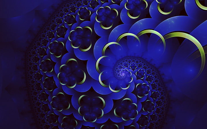 blue and yellow swirl digital wallpaper, fractal, plexus, background