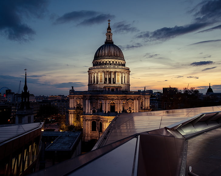 St. Paul's Cathedral, sunset, night, England, London, st pauls cathedral, HD wallpaper