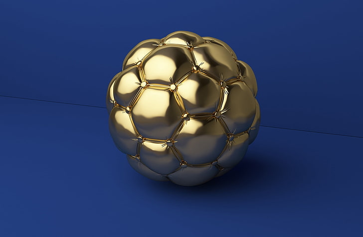 Gold Football Ball Art, Sports, Blue, Soccer, Design, Nike, 3DPrint, HD wallpaper