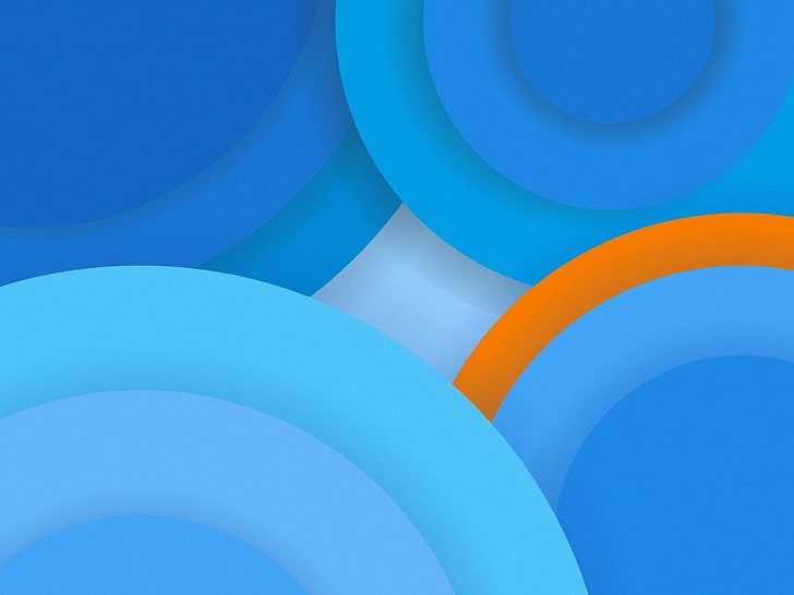 blue circles wallpaper, material style, Android L, abstract, backgrounds, HD wallpaper