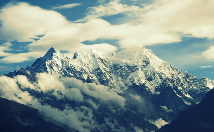 mountain covering with snow, Gosaikunda, Nepal, Himalayas, mountains, HD wallpaper