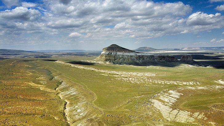 highland, grassland, sky, west kazakhstan region, western kazakhstan, HD wallpaper