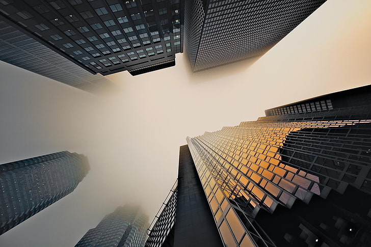 worm's-eye view photography of highrise buildings, urban, skyscraper, HD wallpaper