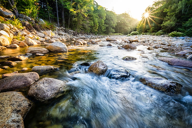 river with rocks, Mad River, New Hampshire, white mountains, nature, HD wallpaper