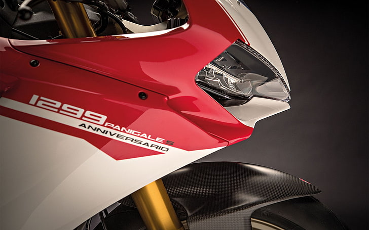 Ducati 1299 Panigale S Anniversario , white and red sports bike, HD wallpaper