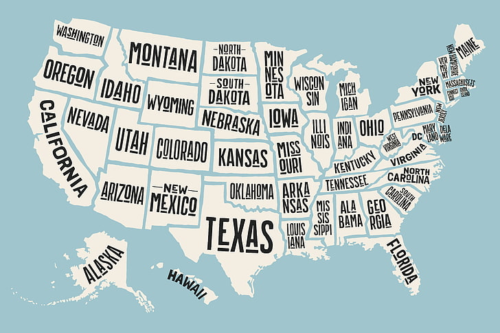 USA, map, states