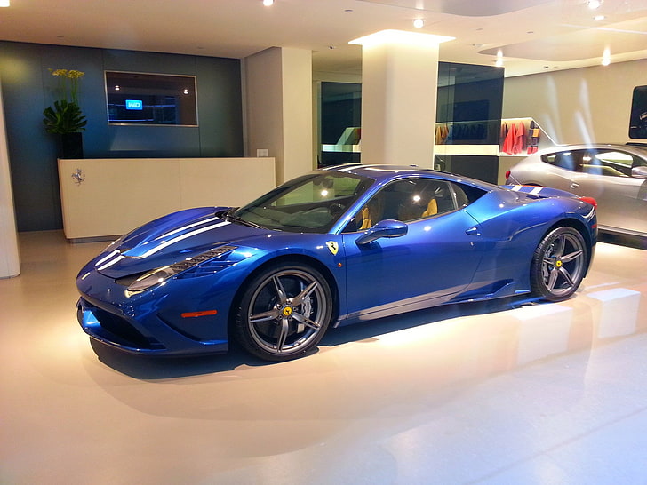 2013, 458, bleu, blu, blue, ferrari, speciale, supercar, HD wallpaper