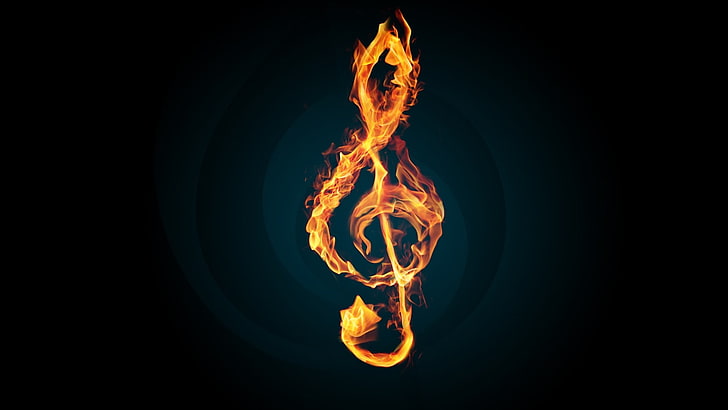 fire musical note illustration, flame, key, melody, Violin, fire - Natural Phenomenon, HD wallpaper