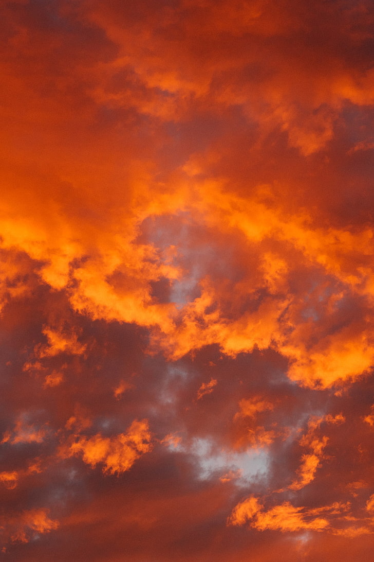 cloudy sky, clouds, fiery, orange, porous, orange color, cloud - sky