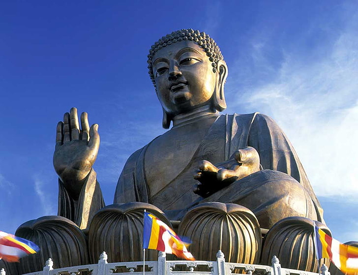 Tian Tan Buddha, Gautama Buddha, God, Lord Buddha, sculpture, HD wallpaper