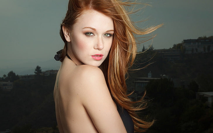 Leanna Decker, women, redhead, portrait, beauty, young adult, HD wallpaper